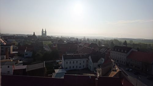 High angle view of cityscape against sky