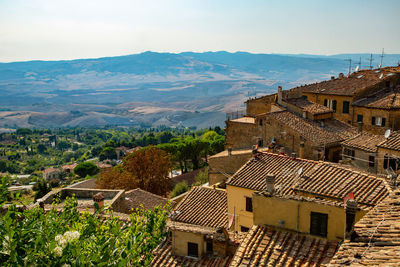 High angle view of townscape against sky