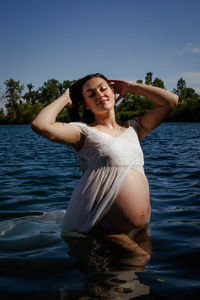 Pregnant girl in the water