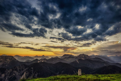 Scenic view of dramatic sky during sunset