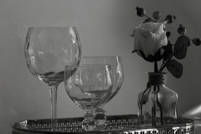 Close-up of water in glass on table