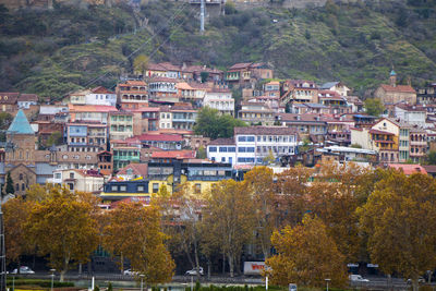 Tbilisi city center, old famous houses and city view, old famous street in old town, landmarks