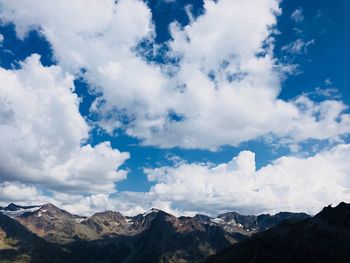 Scenic view of mountains against cloudy sky