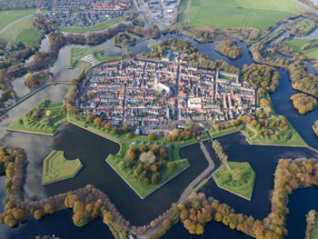 Aerial view of naarden in netherlands