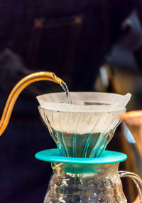 Close-up of coffee cup on table