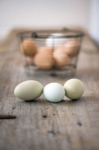 Close-up of eggs on table