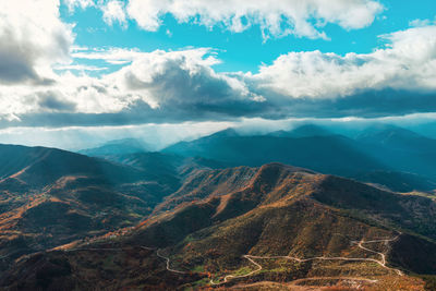 Aerial view of dramatic landscape