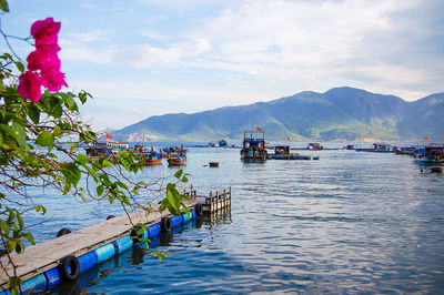 Scenic view of lake against mountain range