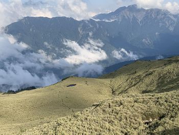 Scenic view of mountains against sky