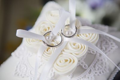 Close-up of rose on table