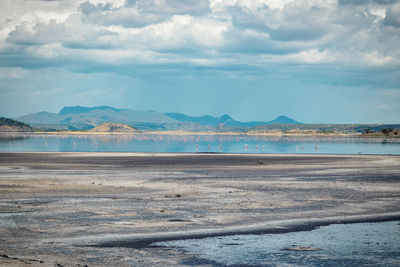 Scenic lake against an arid landscape, lake magadi, rift valley, kenya