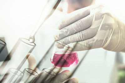 Double exposure of scientist working on chemicals