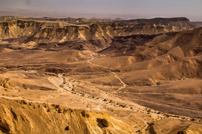 Aerial view of desert against sky