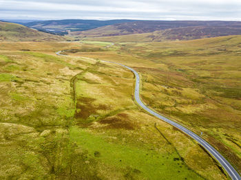 High angle view of road passing through landscape