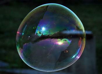 Reflection of bubbles on crystal ball
