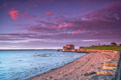 Scenic view of sea against sky during sunset