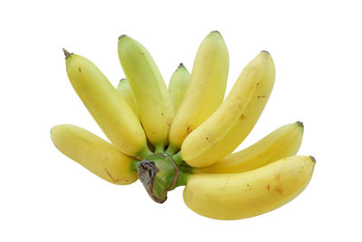 High angle view of banana against white background