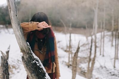 Woman in snow