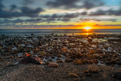 Scenic view of sea during sunset