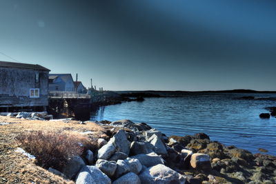 Scenic view of sea against clear sky