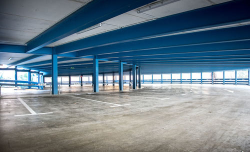 Interior of empty parking lot