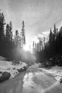 Scenic view of snowcapped mountains against sky during winter