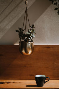 Close-up of hanging plant pot