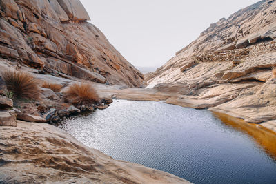 Scenic view of rocky canyon in the mountains of  vega de rio palmas,fuerteventura