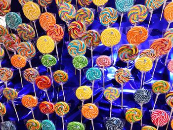 Full frame shot of multi colored lollipops 