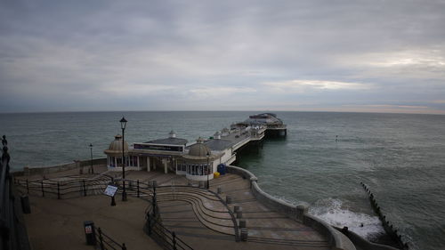 High angle view of beach against sky