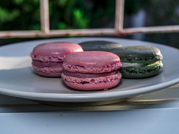 Close-up of dessert in plate on table