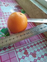 High angle view of fruits on table