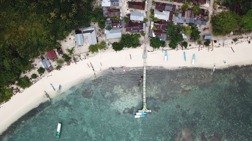 High angle view of people in water