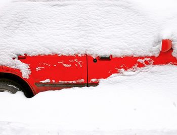 Close-up of snow covered road during winter