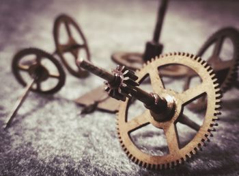 Close-up of rusty bicycle wheel