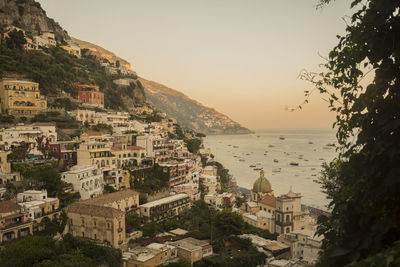 Beautiful view of positano during the sunset