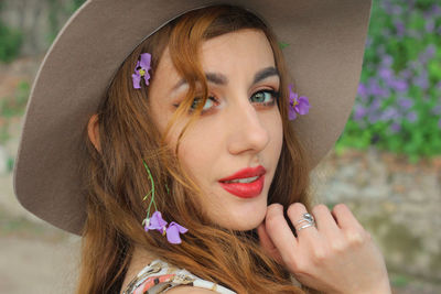 Close-up portrait of beautiful young woman