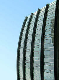 Low angle view of modern building against clear sky