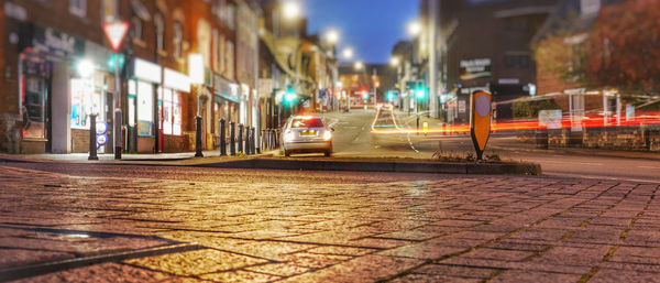 View of city street at night