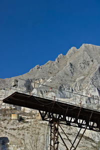 Scenic view of mountains against clear blue sky