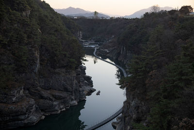 High angle view of bridge over river