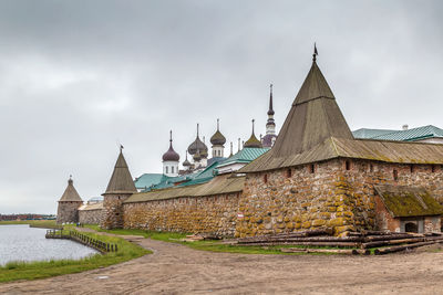 Solovetsky monastery on the solovetsky islands in the white sea, russia. towers and wall