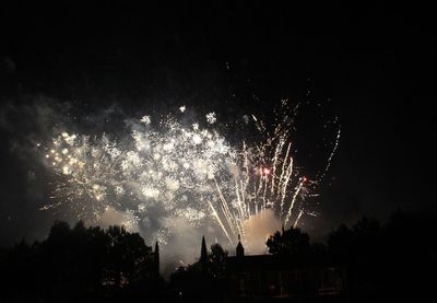 Firework display at night