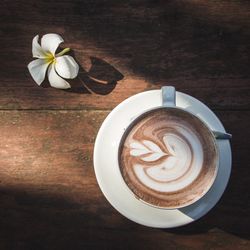 High angle view of coffee on table