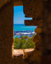 Scenic view of sea seen through window