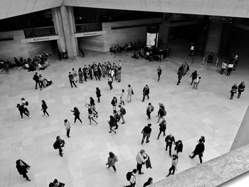 High angle view of people in shopping mall