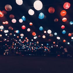 Defocused image of illuminated lights at night