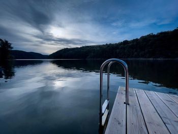 Scenic view of lake against sky