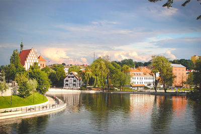 River by city against sky