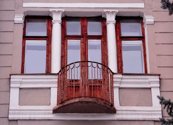 Low angle view of closed door of building